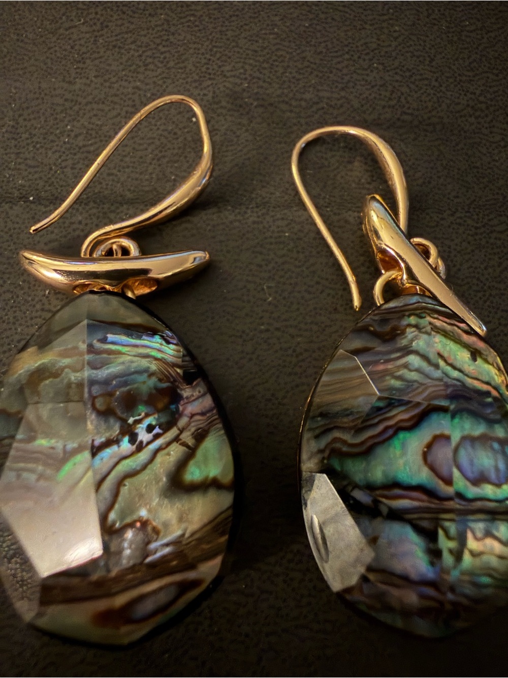Gold Teardrop Abalone Shell Earrings – Women Jewelry